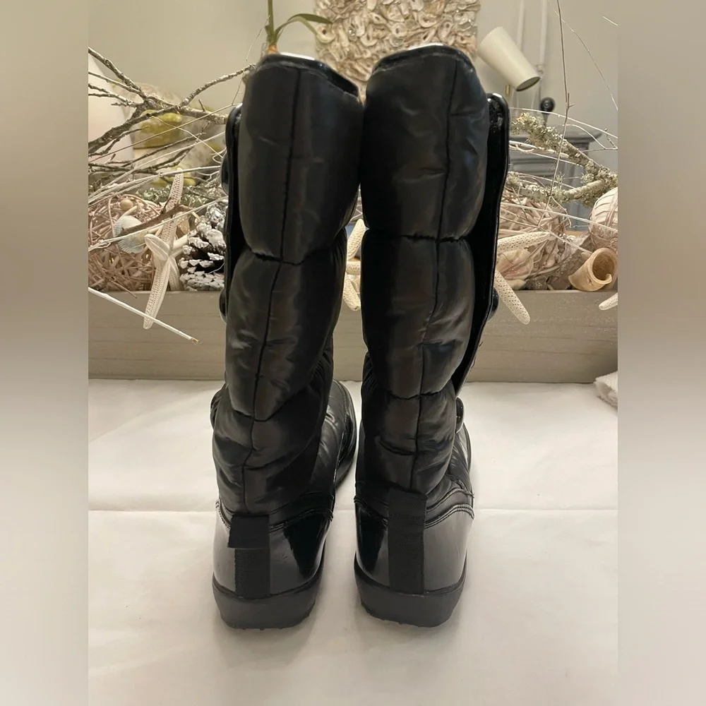 COACH POLINA BLACK NYLON PUFFER BOOTS SIZE 6B
